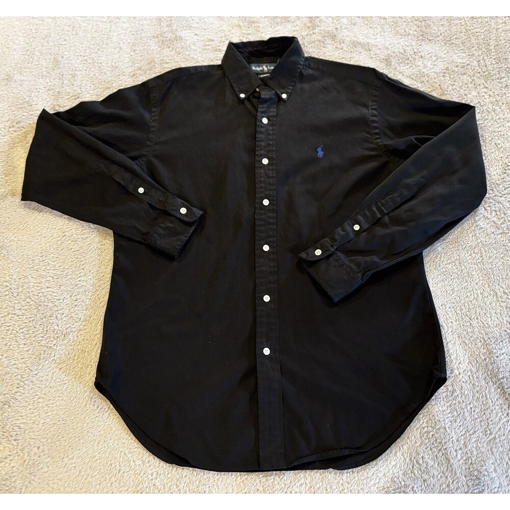 Polo Ralph Lauren Black Button Down Classic Fit Shirt Med Purple Pony